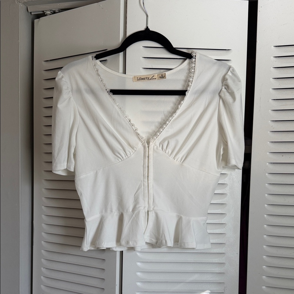 Liberty Love White V-Neck Blouse